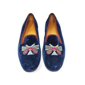Stubbs & Wootton Womens 7.5 Loafers Slip On Tennis Pickleball Velvet Navy Blue